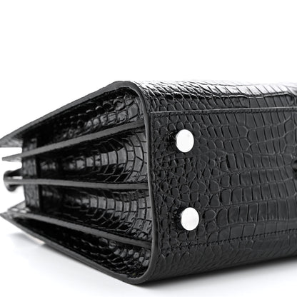 Saint Laurent Calfskin Crocodile Embossed Nano Sac De Jour Black 9 of 13