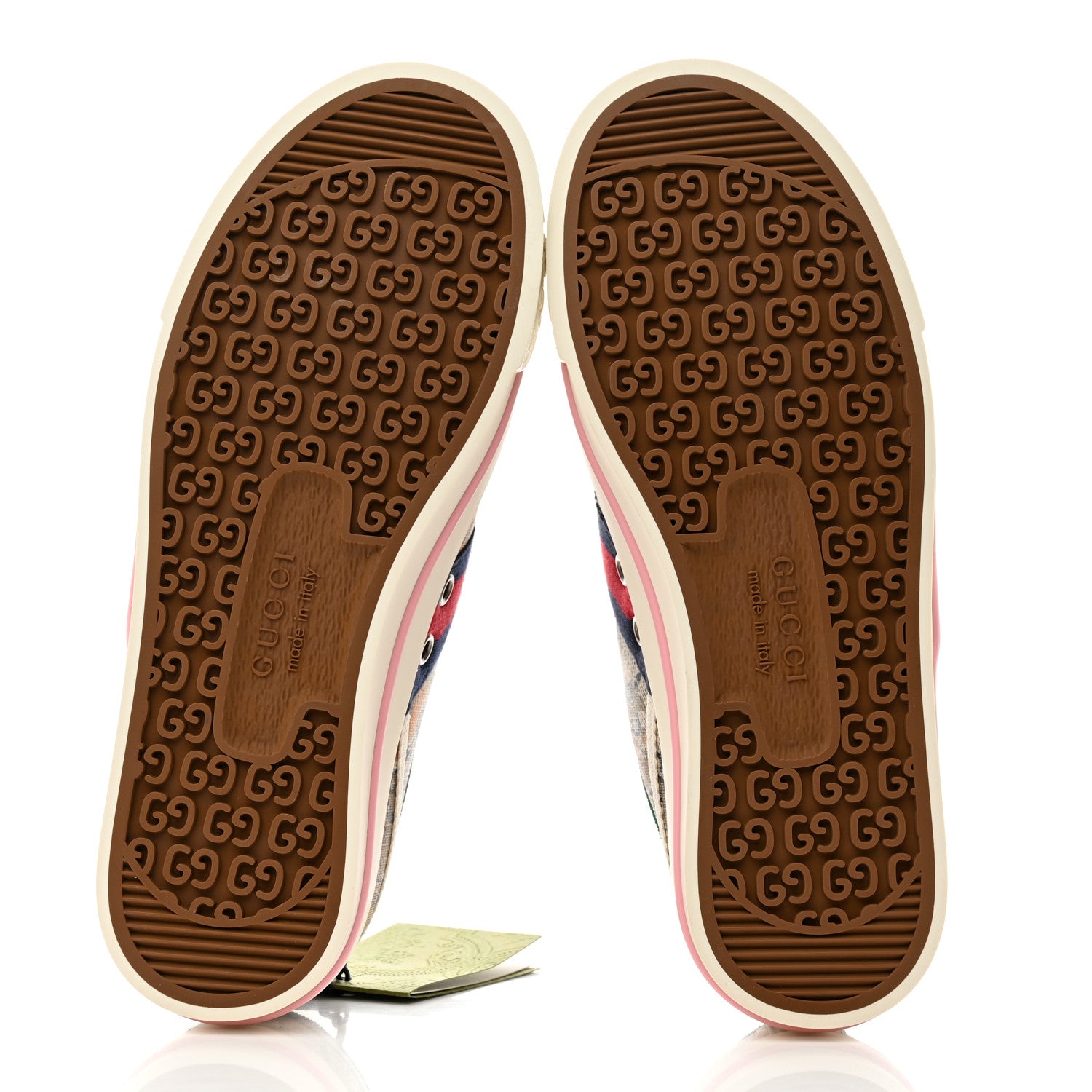 Gucci GG Supreme Monogram Water Flora Web Womens 1977 Tennis Sneakers 36 Beige Blue Multicolor Mystic White 5 of 8