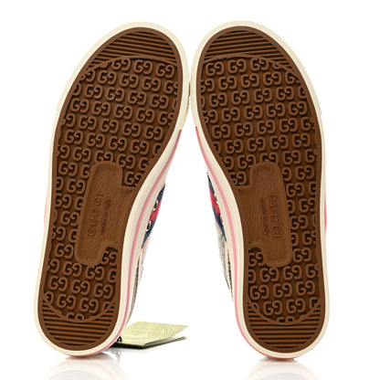 Gucci GG Supreme Monogram Water Flora Web Womens 1977 Tennis Sneakers 36 Beige Blue Multicolor Mystic White 5 of 8