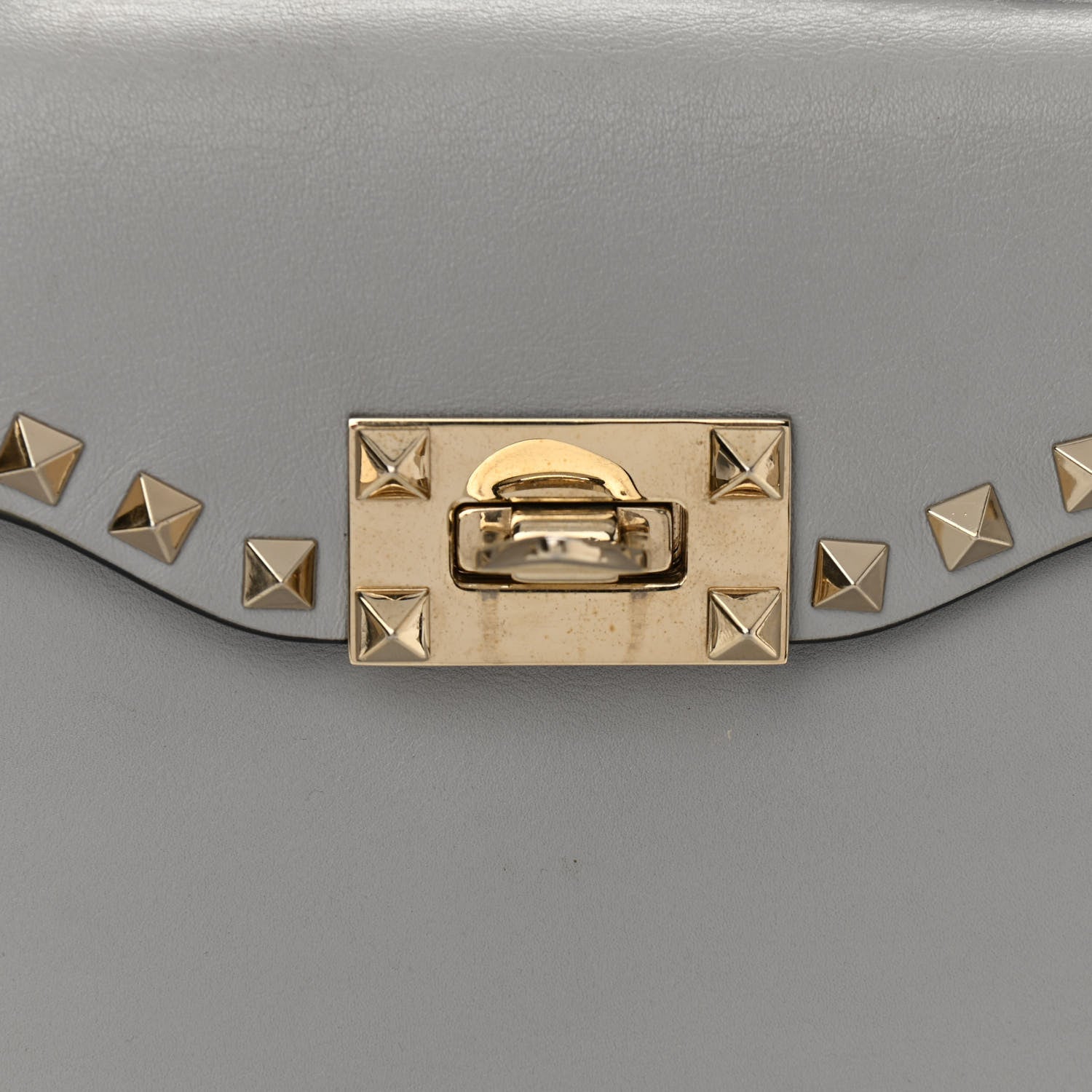 Valentino Garavani Vitello Rockstud Single Handle Flap Bag Pastel Grey 13 of 14