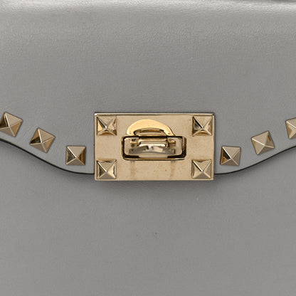 Valentino Garavani Vitello Rockstud Single Handle Flap Bag Pastel Grey 13 of 14