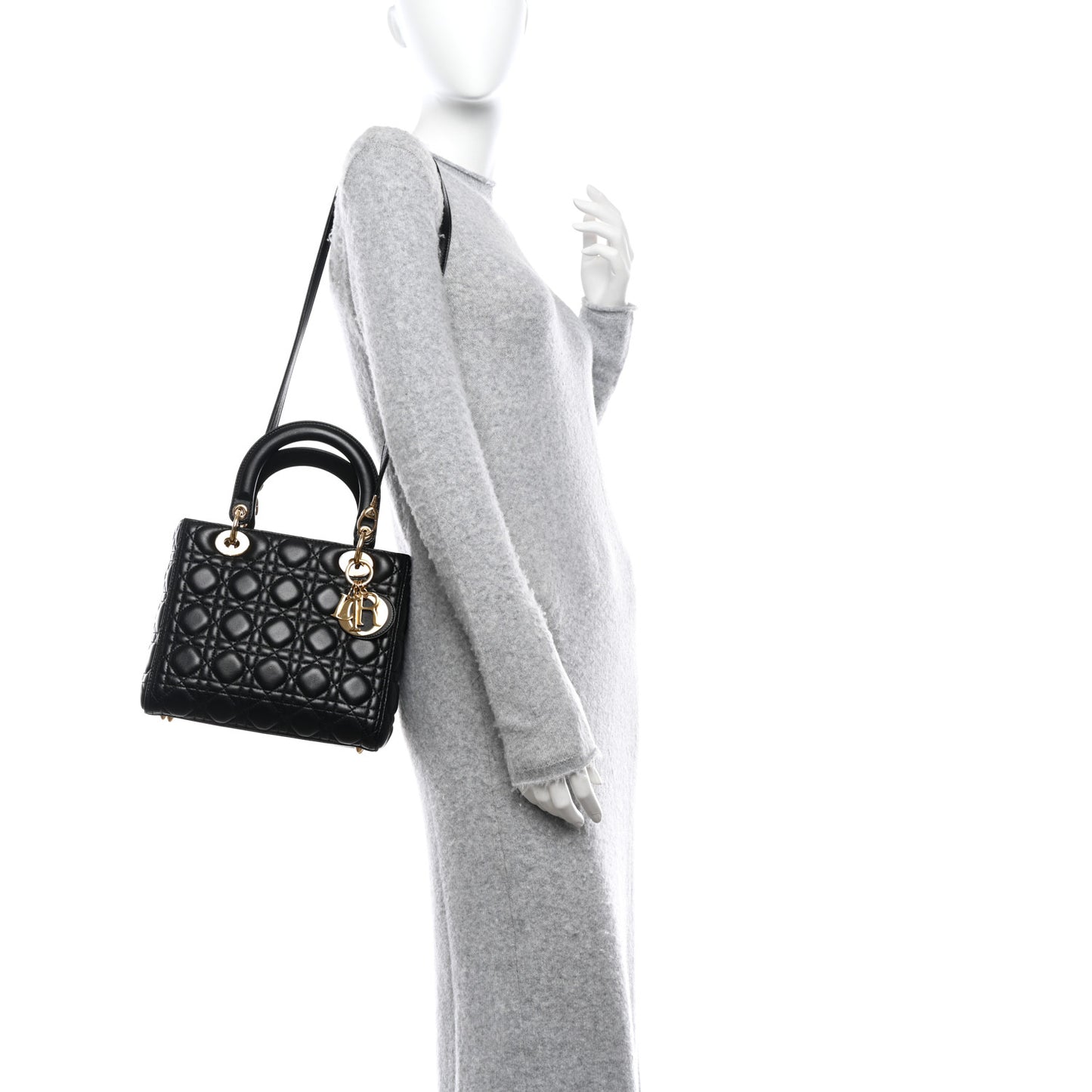 Lambskin Cannage Medium Lady Dior Black