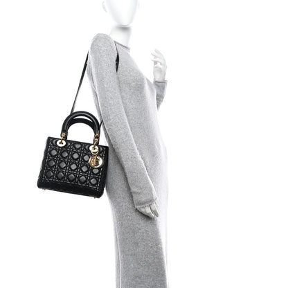 Christian Dior Lambskin Cannage Medium Lady Dior Black 2 of 10