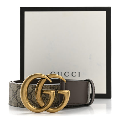 Gucci GG Supreme Monogram Matte Plutone Calfskin Double G 40mm Belt 80 32 Beige Ebony New Acero 7 of 7