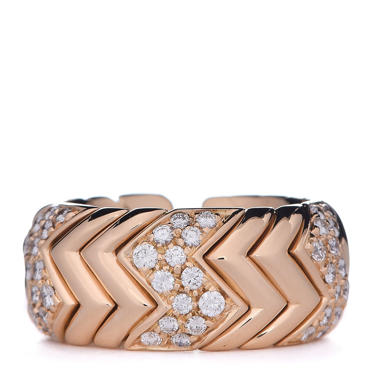 18K Yellow Gold Diamond Spiga Ring 53 6.5