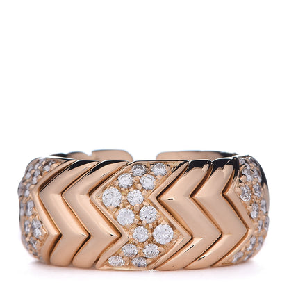 Bulgari 18K Yellow Gold Diamond Spiga Ring 53 6.5 1 of 4