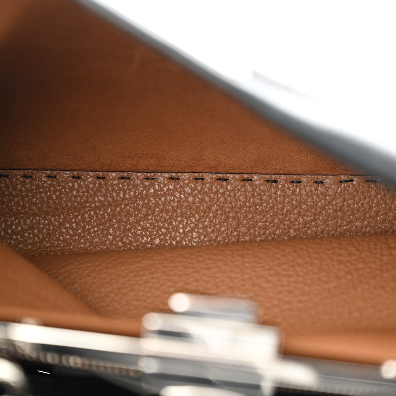 Fendi Cuoio Romano Selleria Bi-Color Medium Peekaboo Iconic Satchel Black Mou 5 of 10
