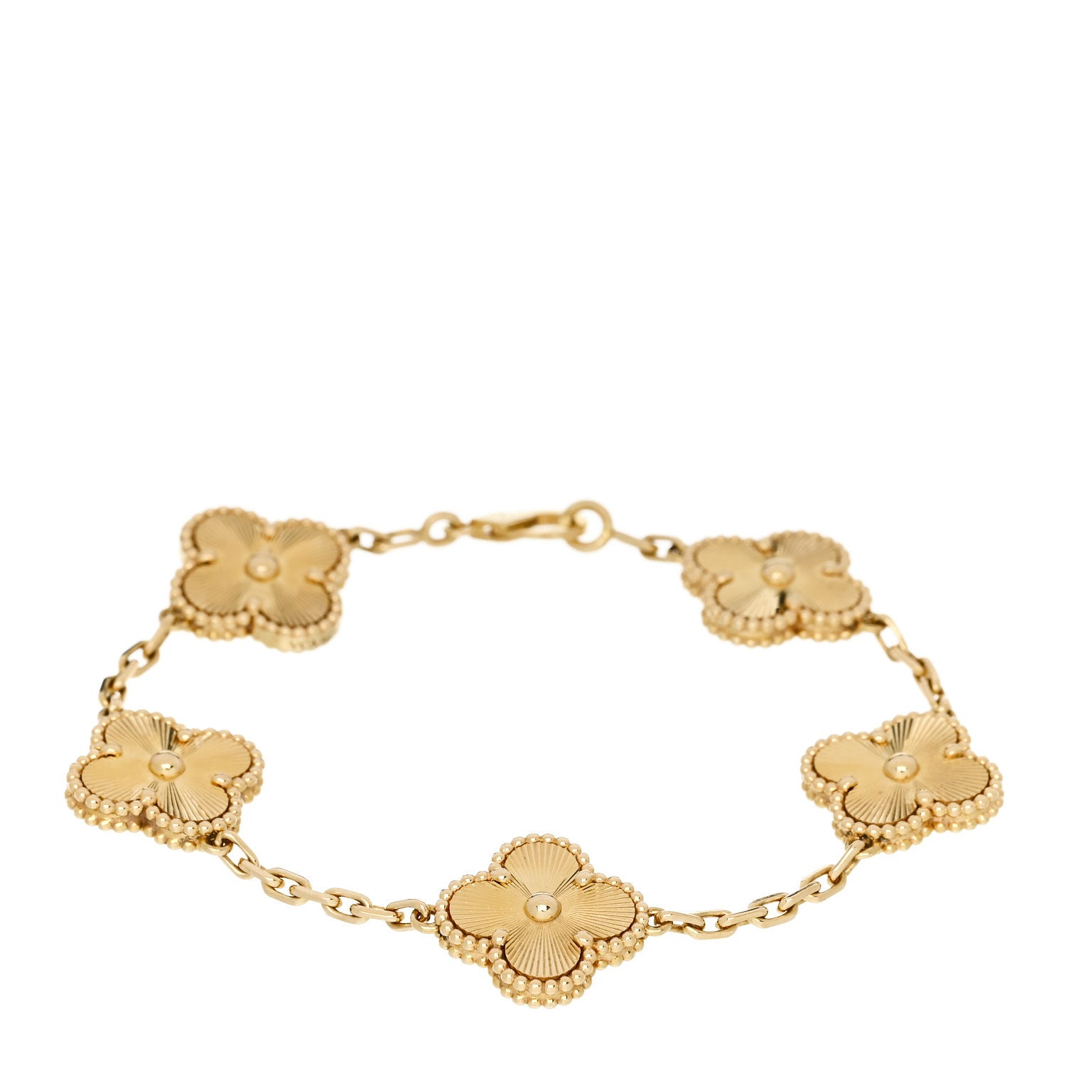 Van Cleef & Arpels 18K Yellow Gold 5 Motifs Guilloche Vintage Alhambra Bracelet 1 of 5