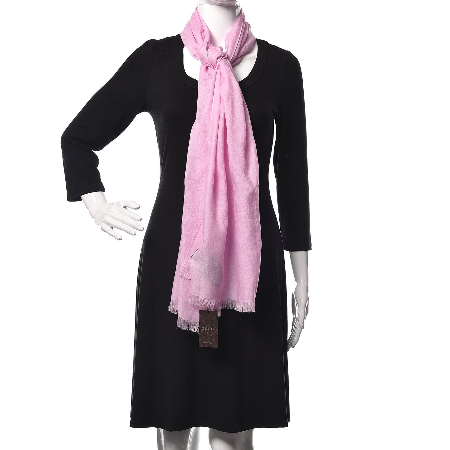 Wool Silk GG Monogram GGNat Scarf Rose