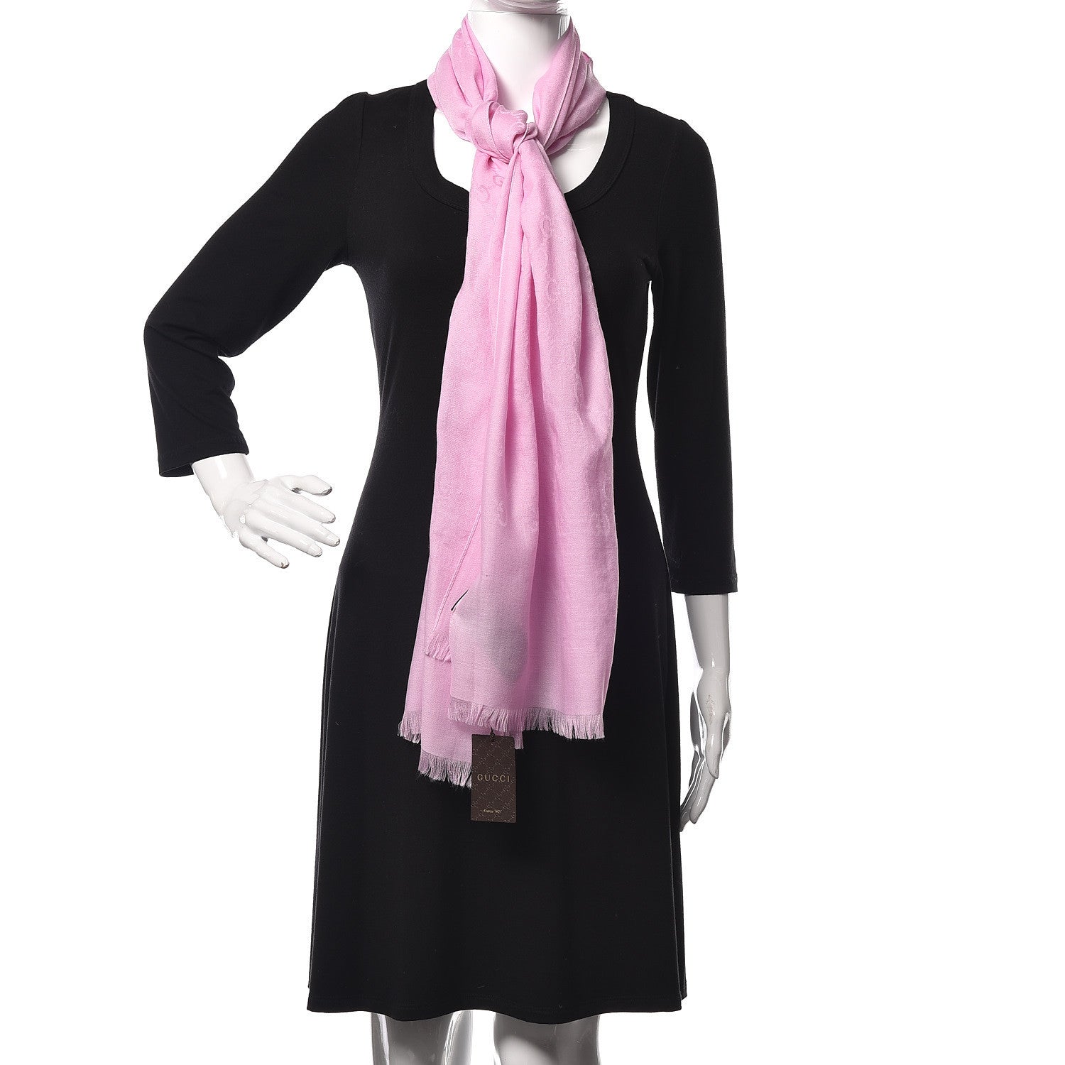 Gucci Wool Silk GG Monogram GGNat Scarf Rose 2 of 4