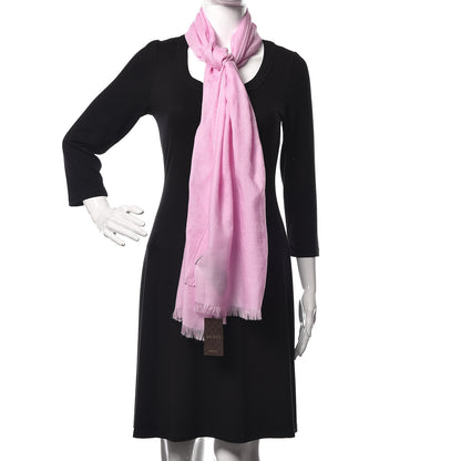 Gucci Wool Silk GG Monogram GGNat Scarf Rose 2 of 4