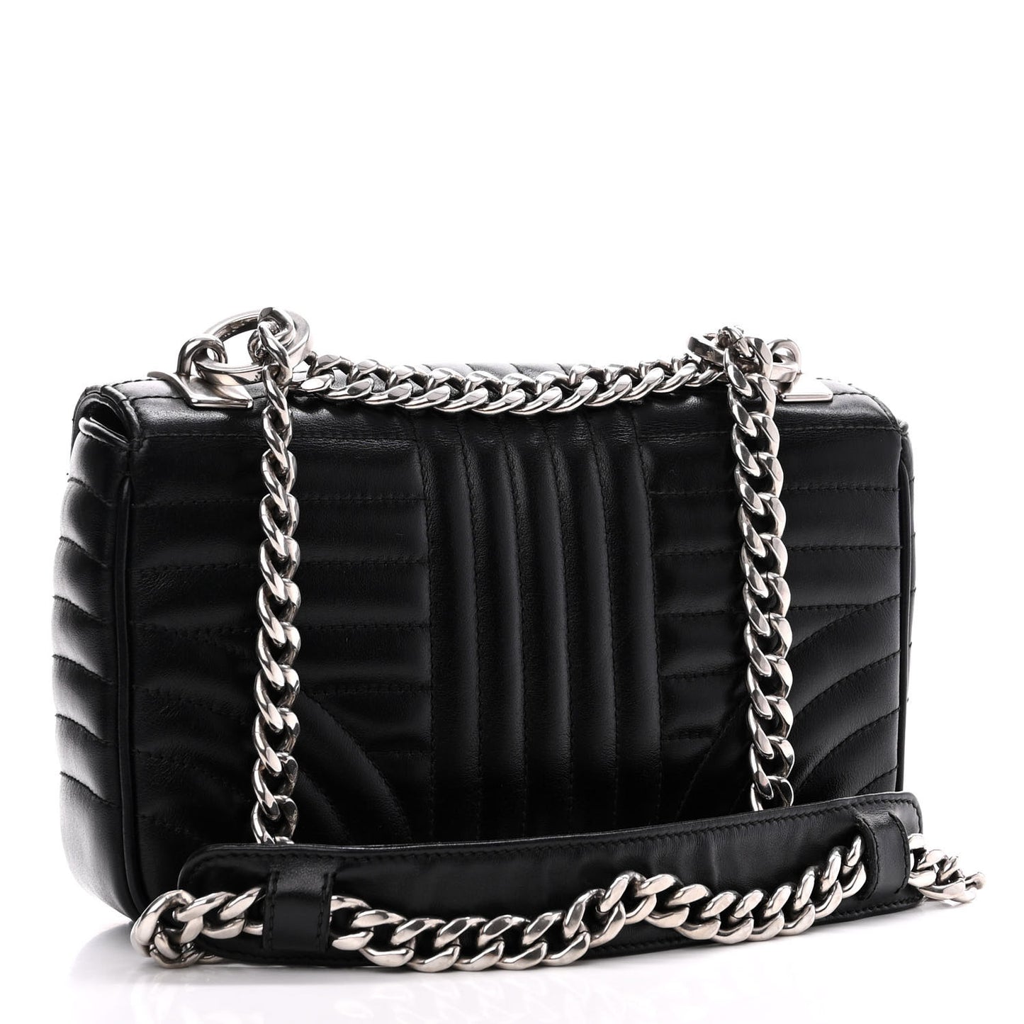 Soft Calfskin Impunture Diagramme Small Chain Flap Shoulder Bag Black