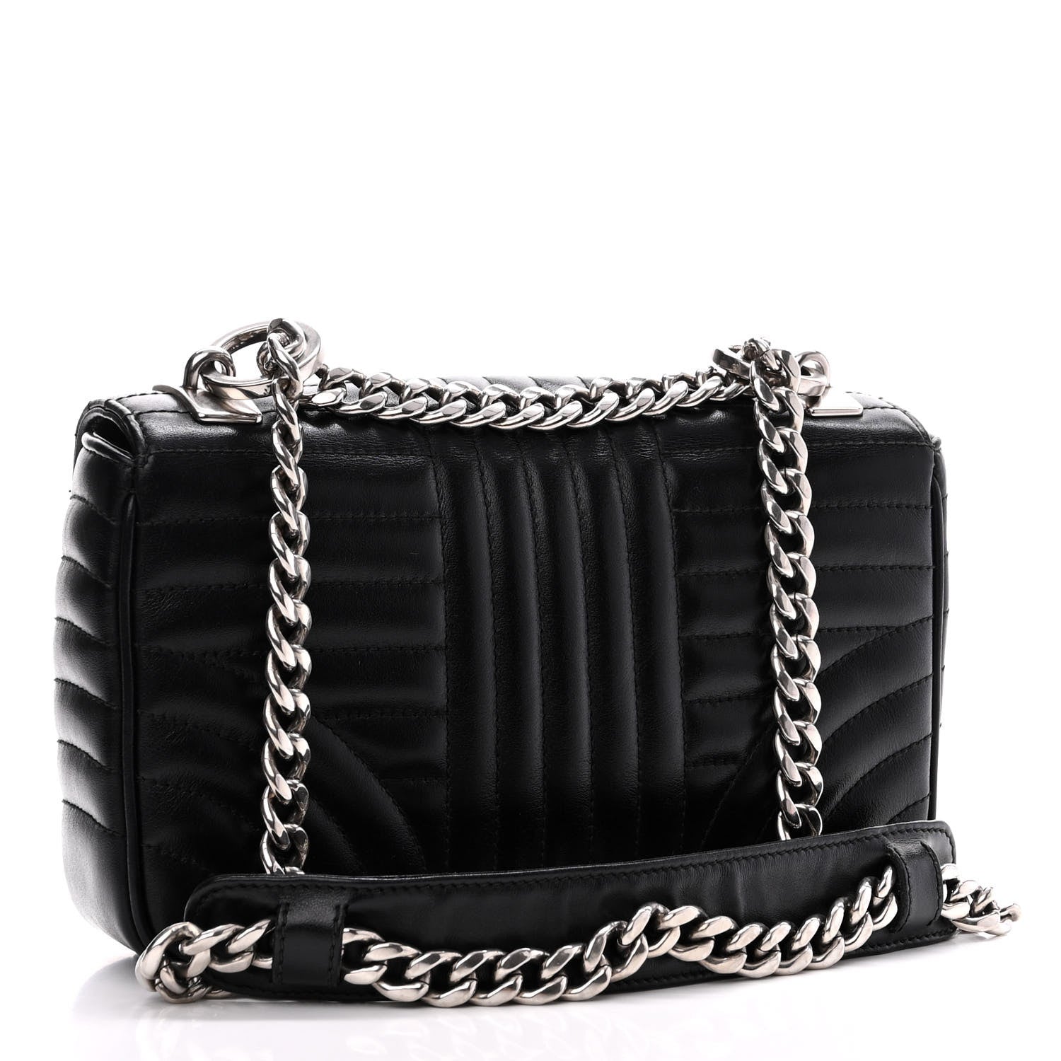 Prada Soft Calfskin Impunture Diagramme Small Chain Flap Shoulder Bag Black 3 of 13