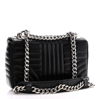 Prada Soft Calfskin Impunture Diagramme Small Chain Flap Shoulder Bag Black 3 of 13