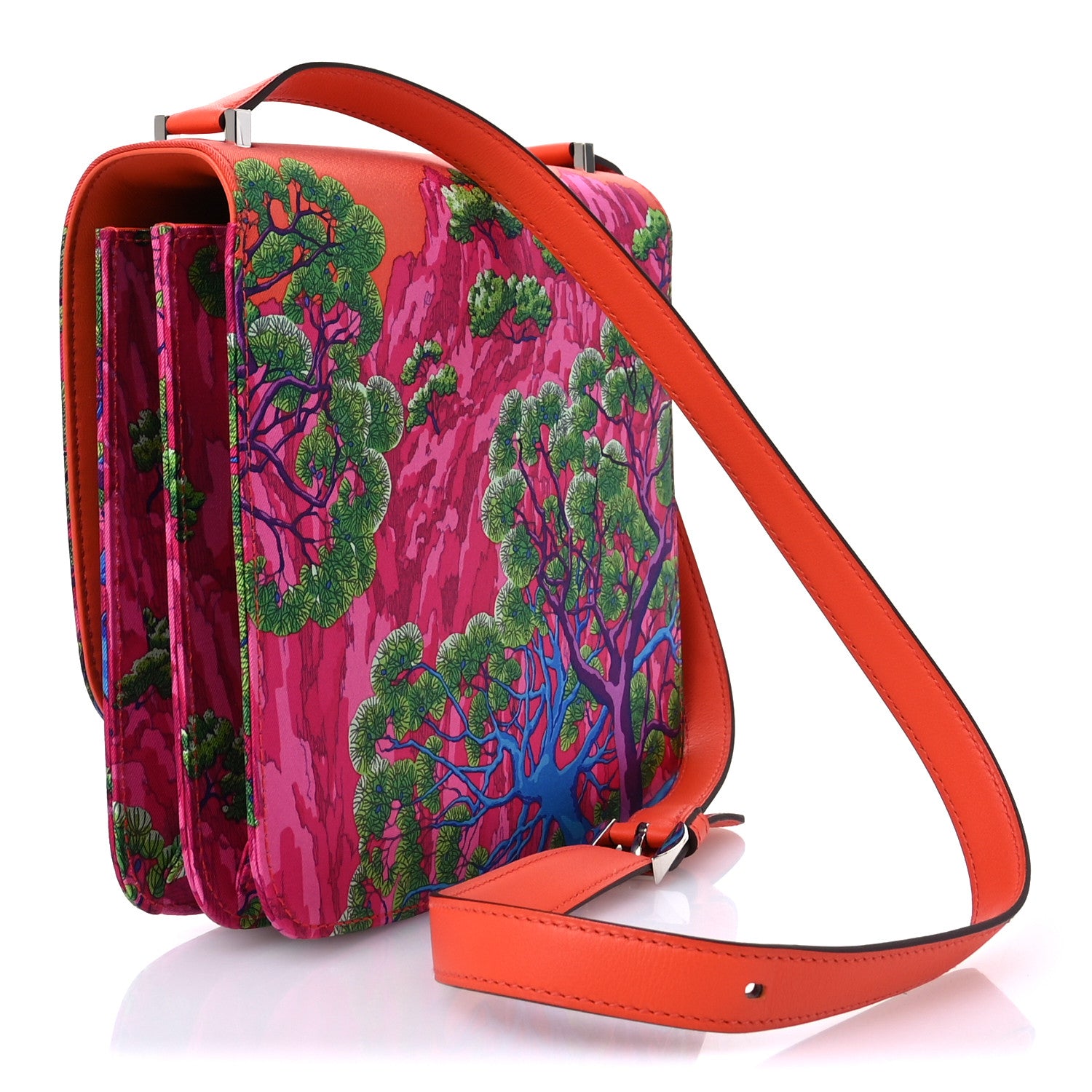 Hermes Swift Silk Sieste Au Paradis 2002 20 Fuchsia Bleu Orange Poppy 3 of 11