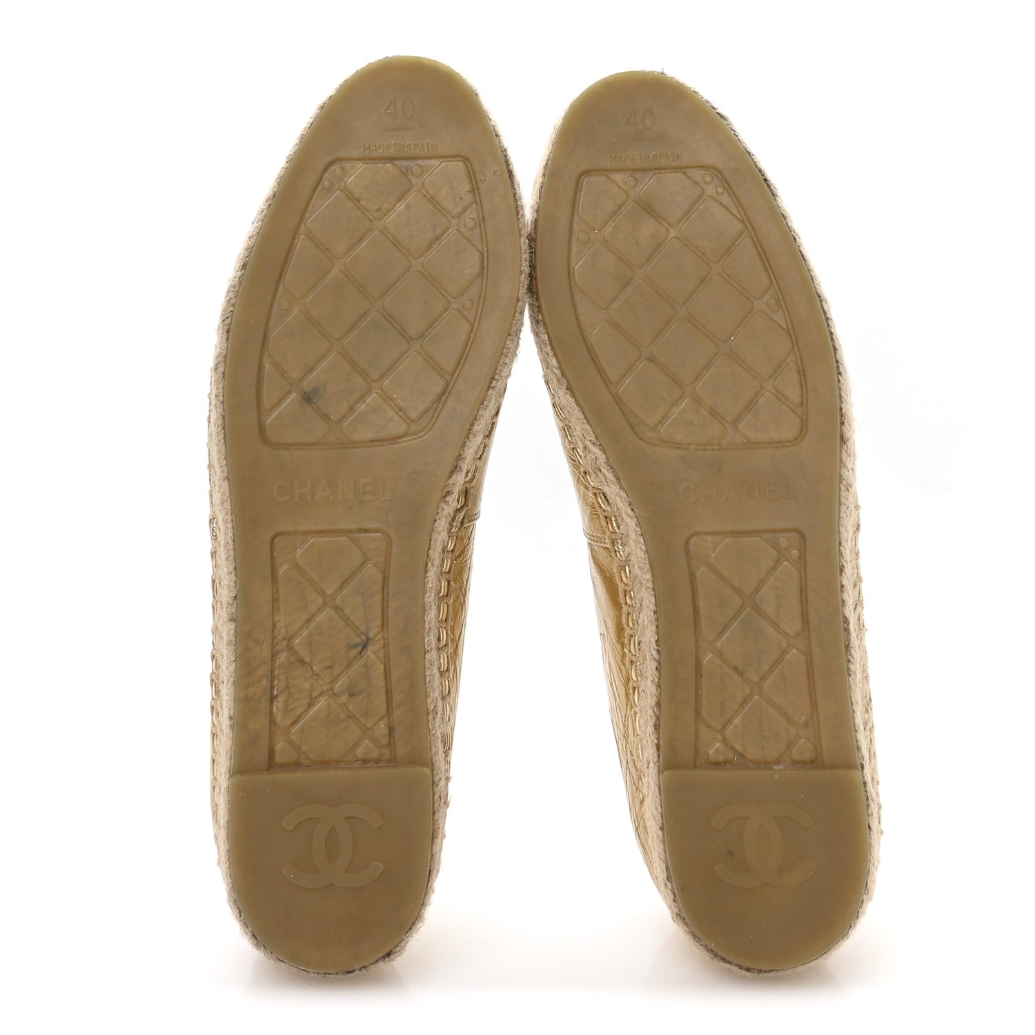 Chanel Laminated Lambskin Grosgrain CC Espadrilles 40 Gold Black 6 of 8