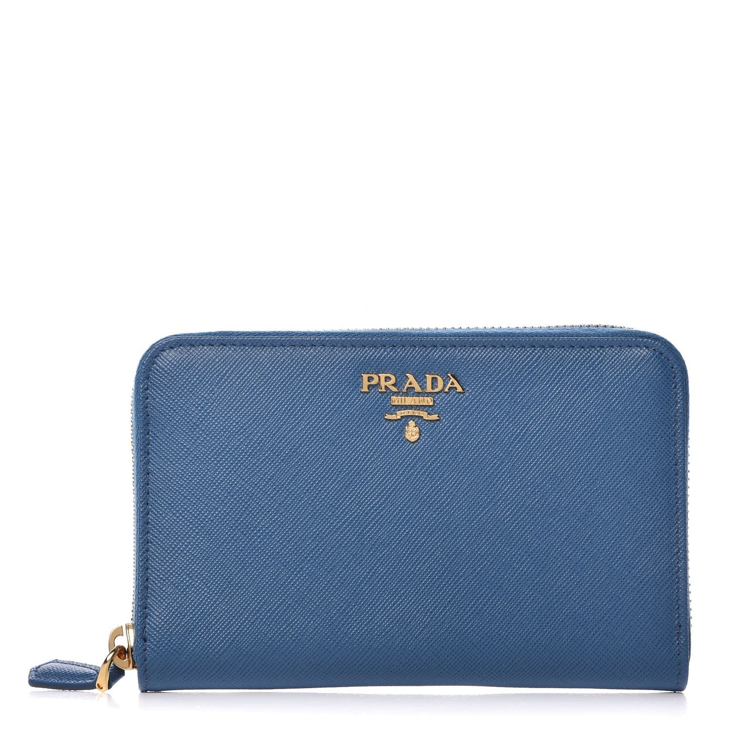 Saffiano Metal Zip Around Wallet Cobalto