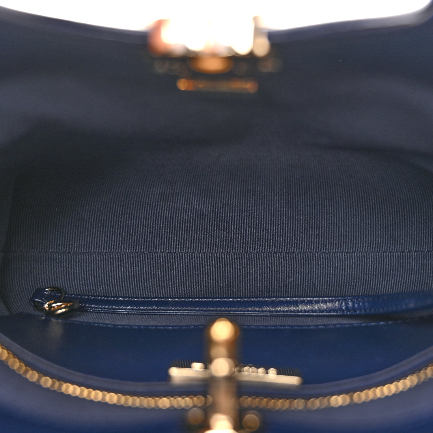 Chanel Shiny Crumpled Calfskin Quilted Mini 31 Shopping Bag Navy Blue 5 of 16