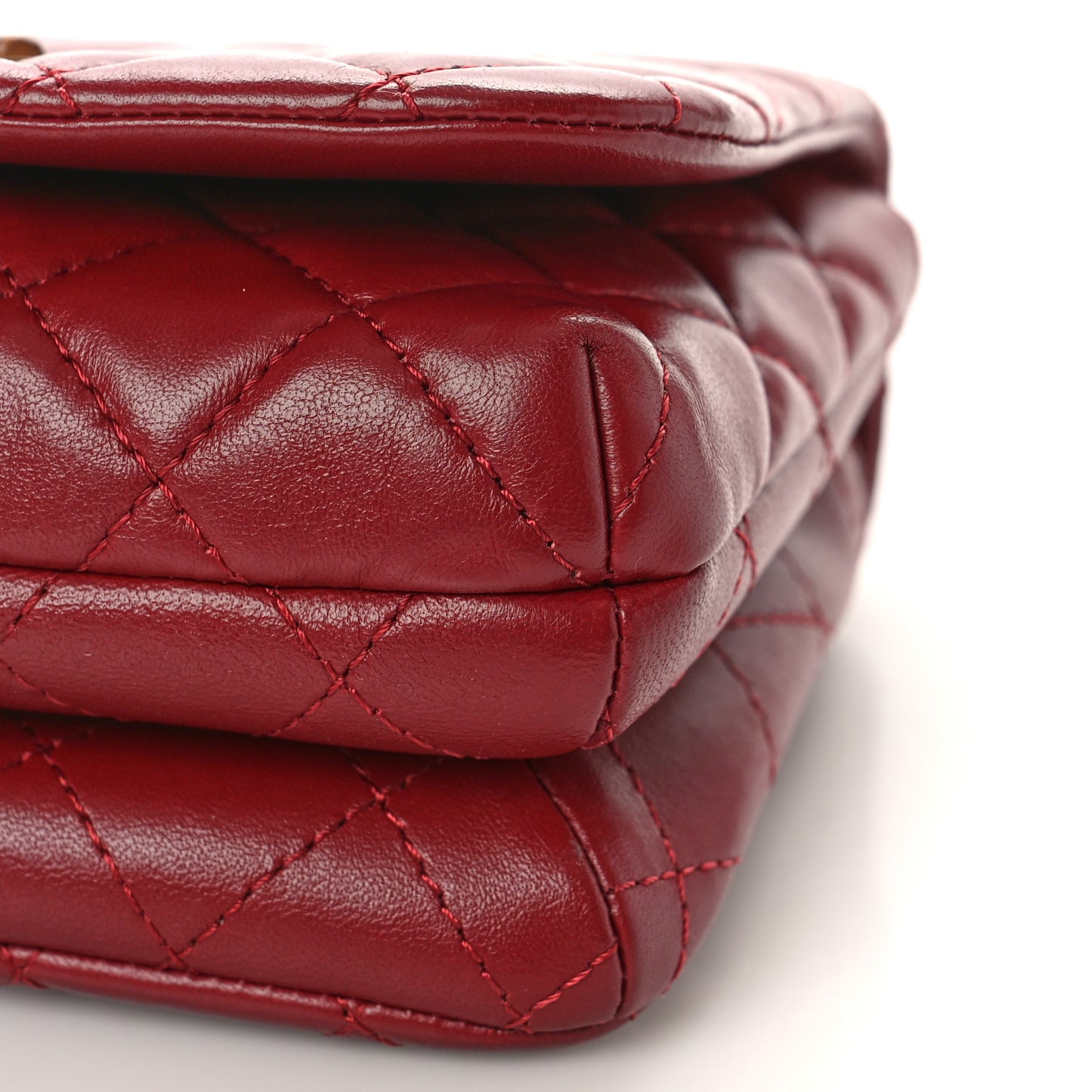 Lambskin Quilted Wood Mini Coco Handle Flap Red