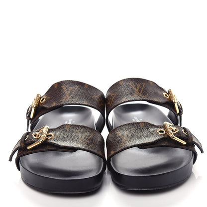 Louis Vuitton Monogram Bom Dia Mule Sandals 37 Black 5 of 11
