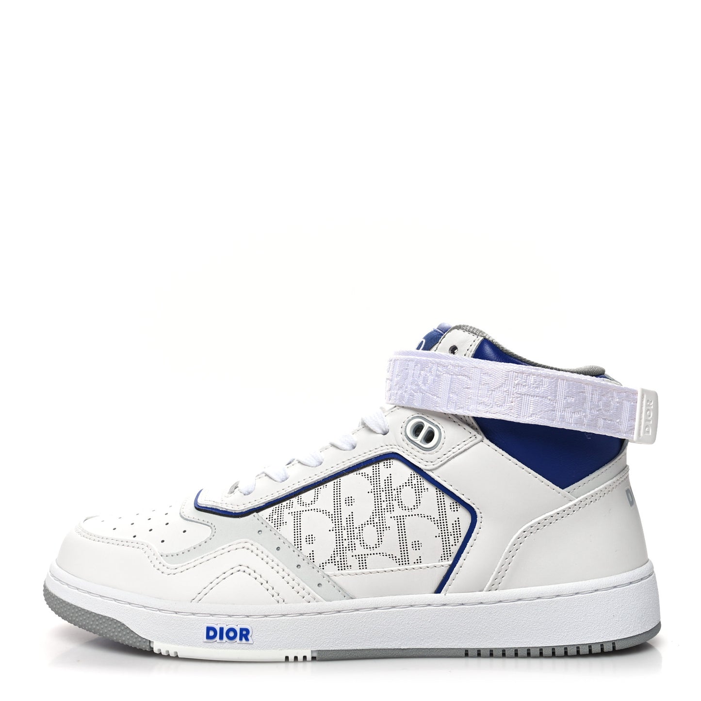 Smooth Calfskin Oblique Galaxy Perforated Mens B27 Mid Top Sneakers 41 White Blue
