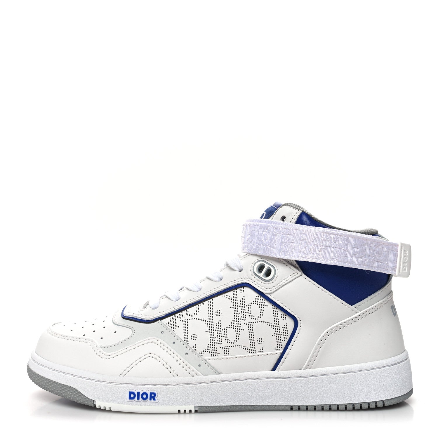 Christian Dior Smooth Calfskin Oblique Galaxy Perforated Mens B27 Mid Top Sneakers 41 White Blue 1 of 9