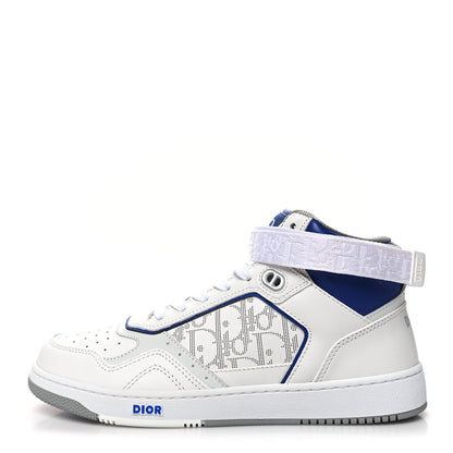 Christian Dior Smooth Calfskin Oblique Galaxy Perforated Mens B27 Mid Top Sneakers 41 White Blue 1 of 9