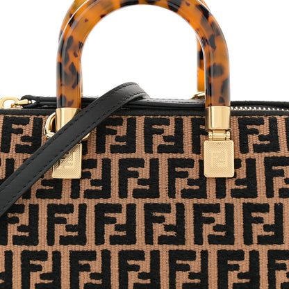 Fendi Raffia Chenille Vitello King Plexiglass Micro FF Mini By The Way Top Handle Boston Bag Naturale Black 7 of 10