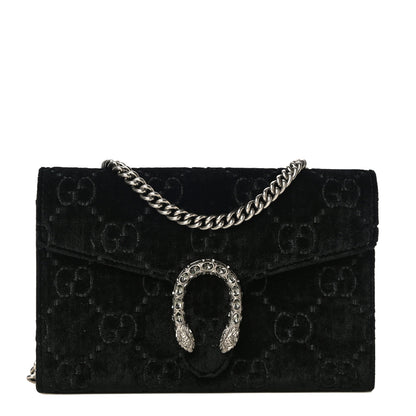 Gucci Velvet GG Monogram Mini Dionysus Chain Wallet Black 1 of 11
