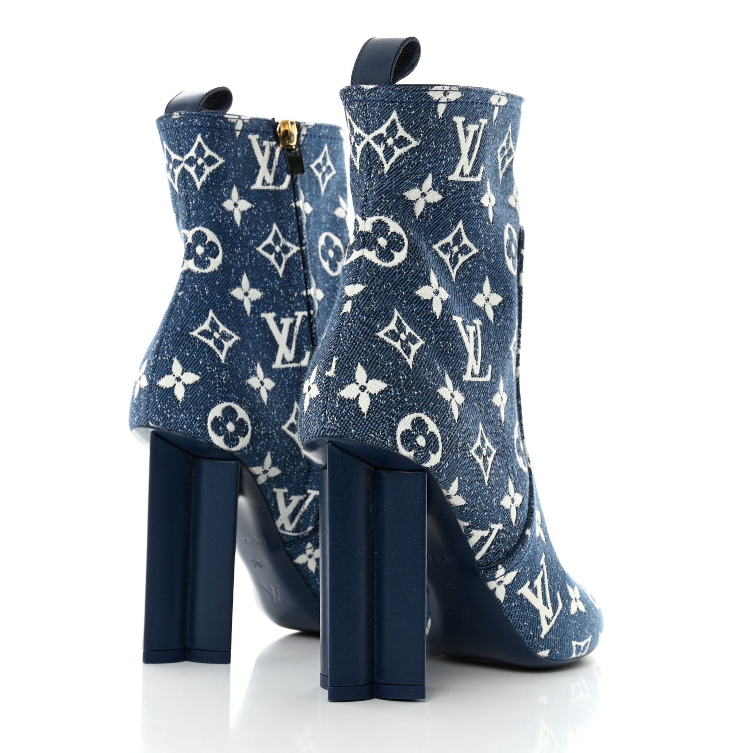 Louis Vuitton Denim Monogram Silhouette Ankle Boots 38 Navy Blue 4 of 10