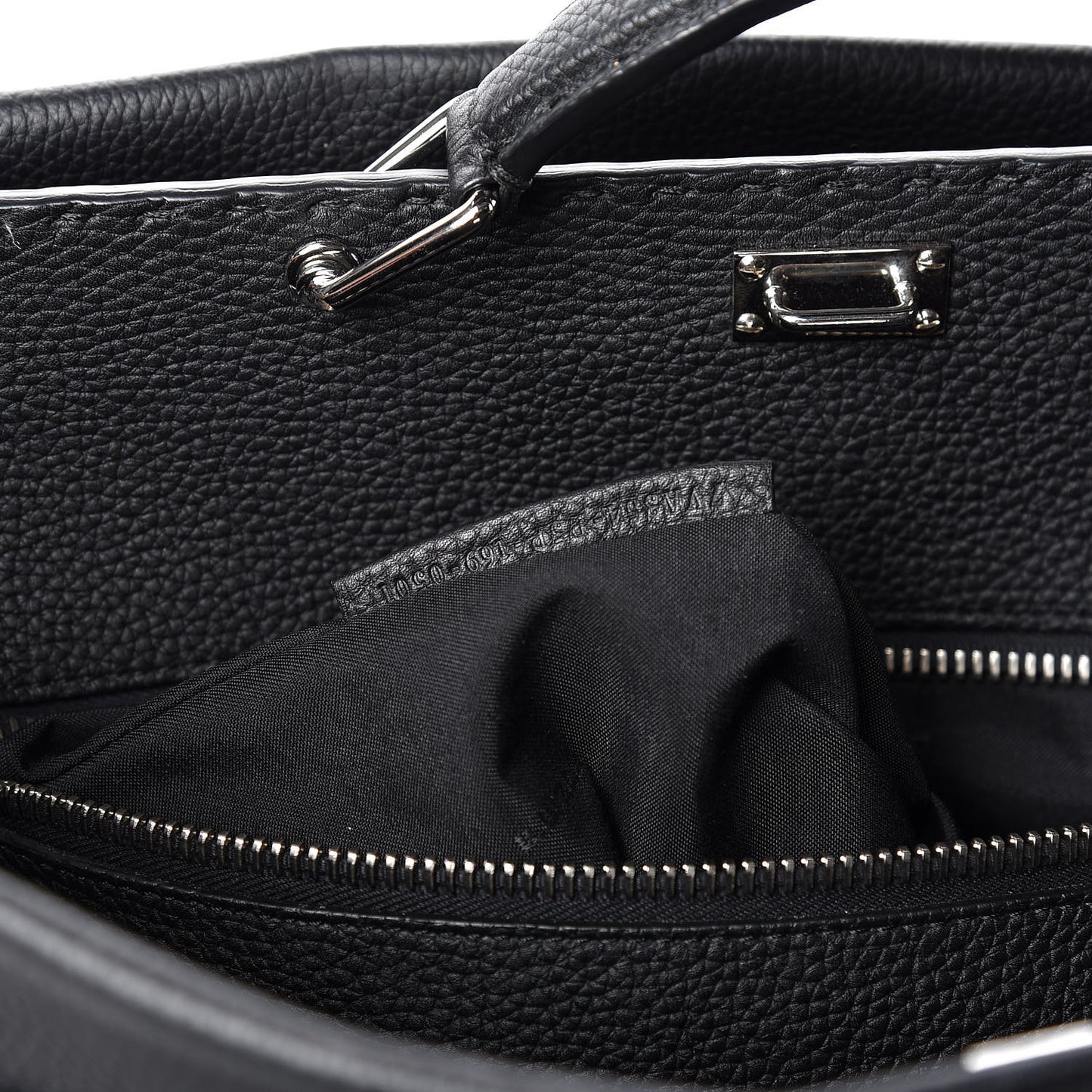 Calfskin Romano Mink Fur Selleria Large Peekaboo Essential Iconic Satchel Black