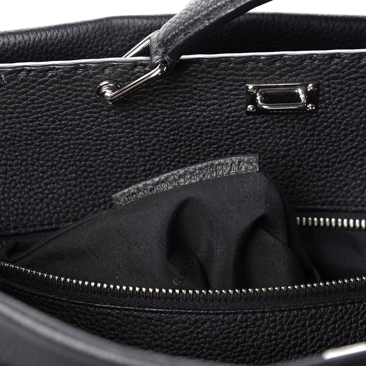 Fendi Calfskin Romano Mink Fur Selleria Large Peekaboo Essential Iconic Satchel Black 10 of 10