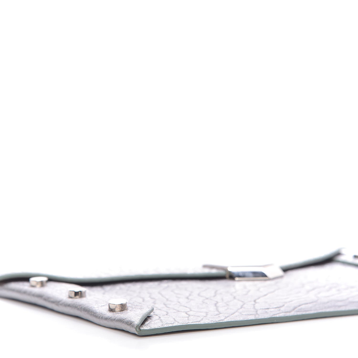 Jimmy Choo Metallic Grainy Calfskin Lockett Envelope Clutch Platinum 6 of 8