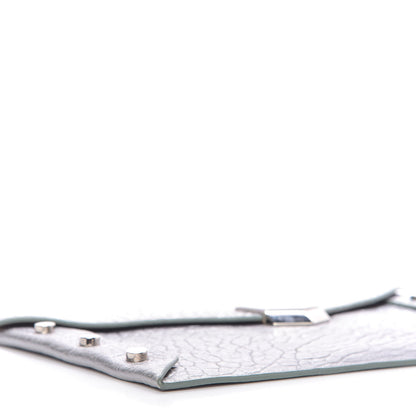 Jimmy Choo Metallic Grainy Calfskin Lockett Envelope Clutch Platinum 6 of 8