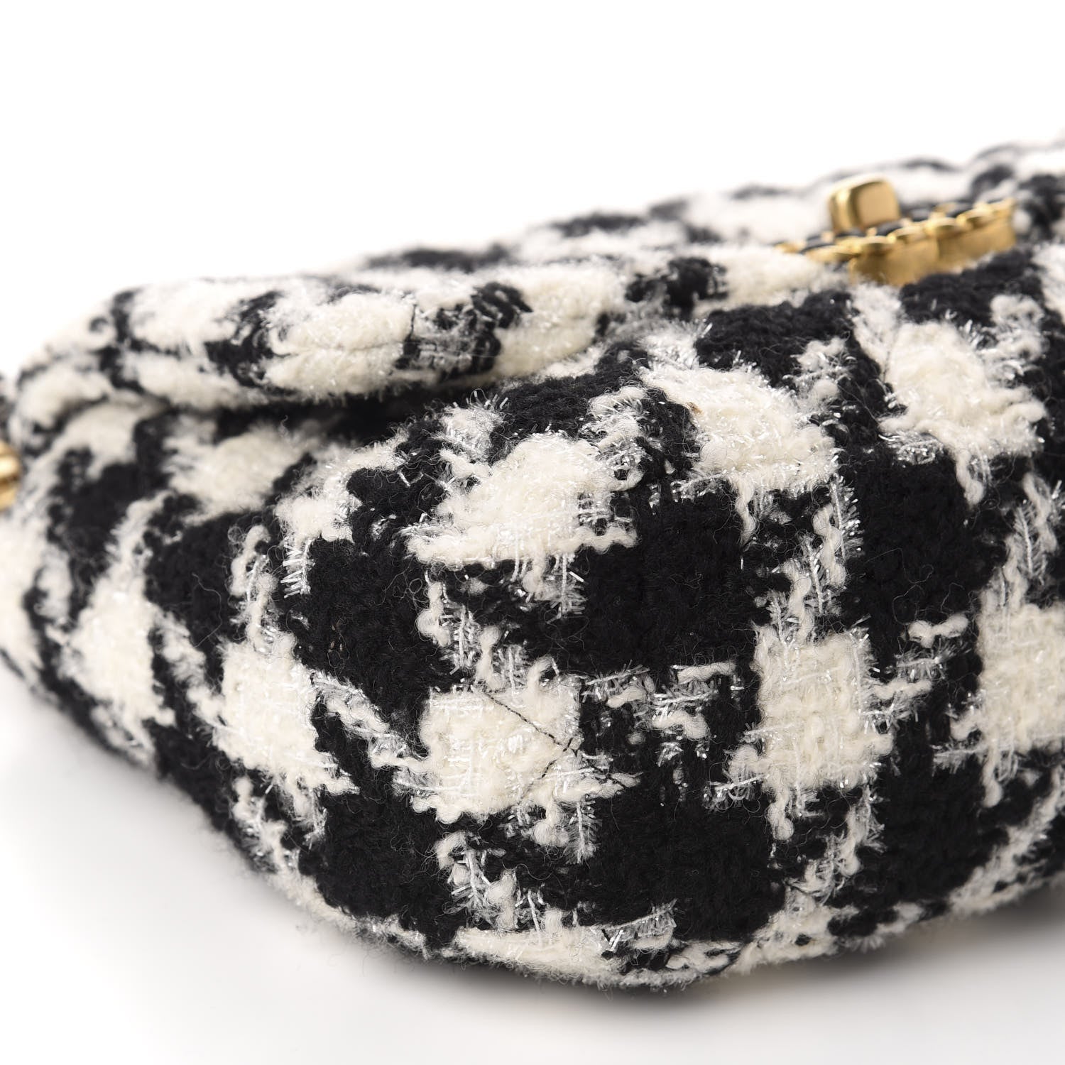 Chanel Tweed Quilted Medium 19 Flap Black Ecru White 6 of 11