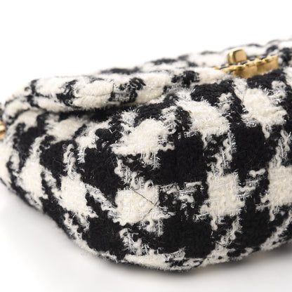 Chanel Tweed Quilted Medium 19 Flap Black Ecru White 6 of 11