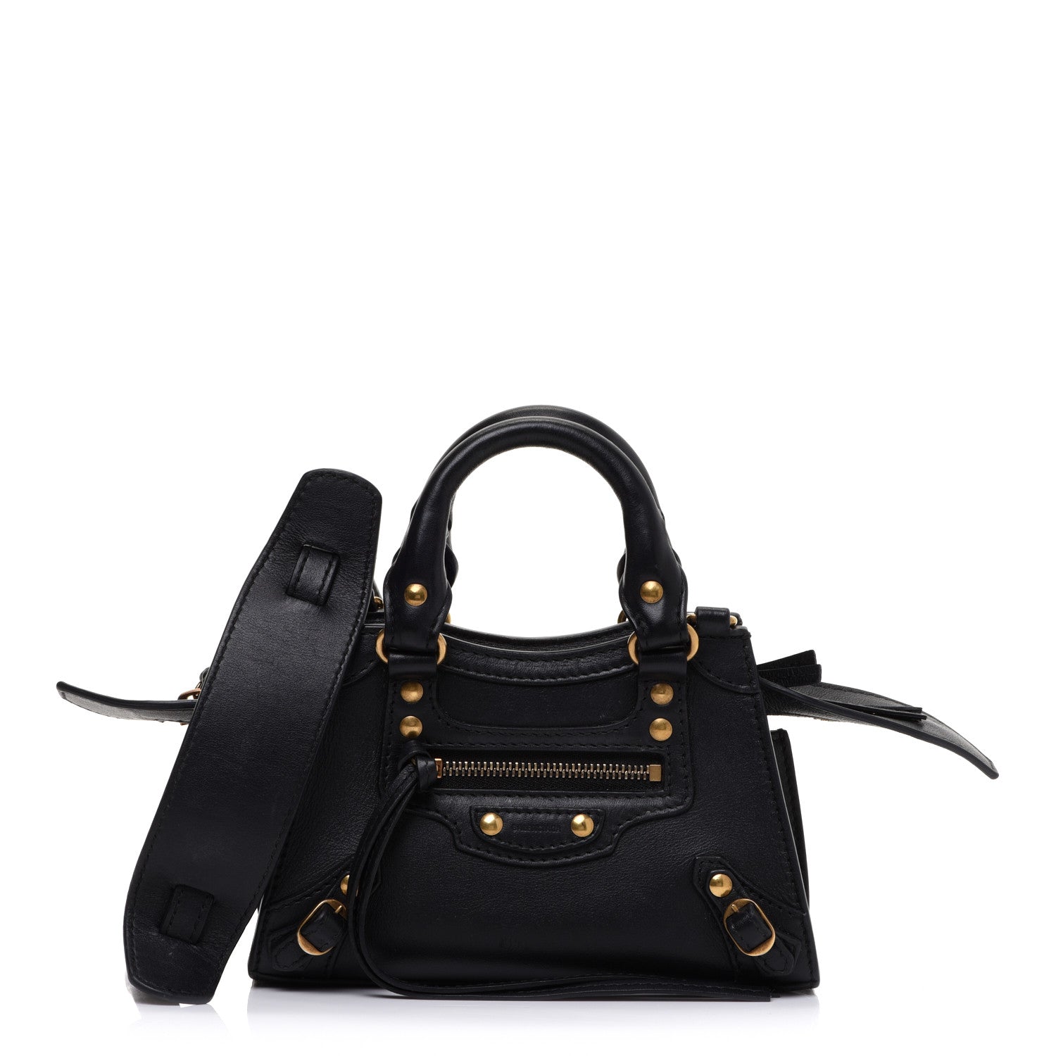 Balenciaga Smooth Calfskin Neo Classic Brass Hardware Nano City Crossbody Black 1 of 12