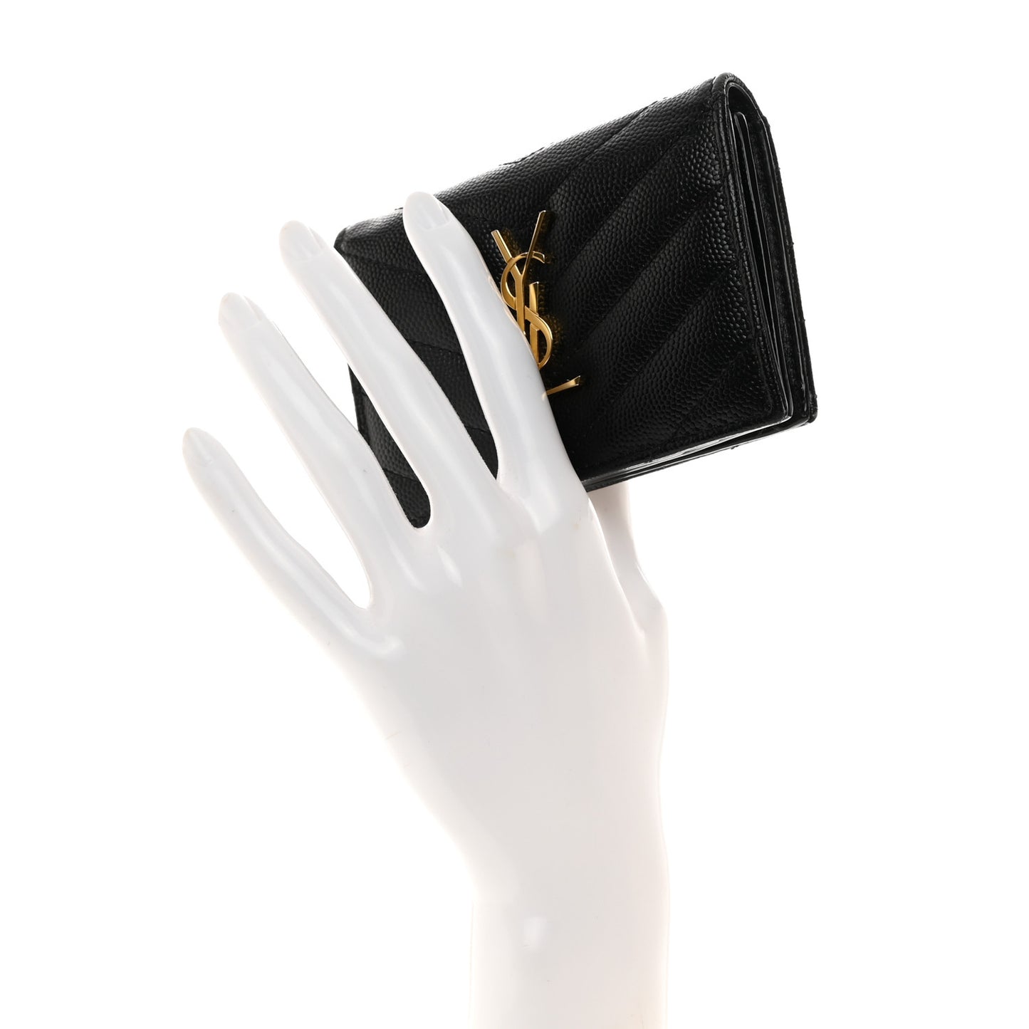 Grain De Poudre Matelasse Chevron Monogram Flap Card Case Black