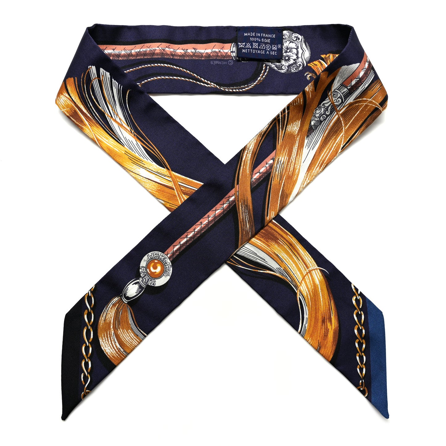 Silk Cavalcades Twilly Marine Gold Gris