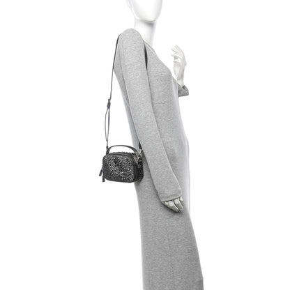 Prada Satin Crystal Metal Triangle Logo Odette Crossbody Fumo 2 of 10