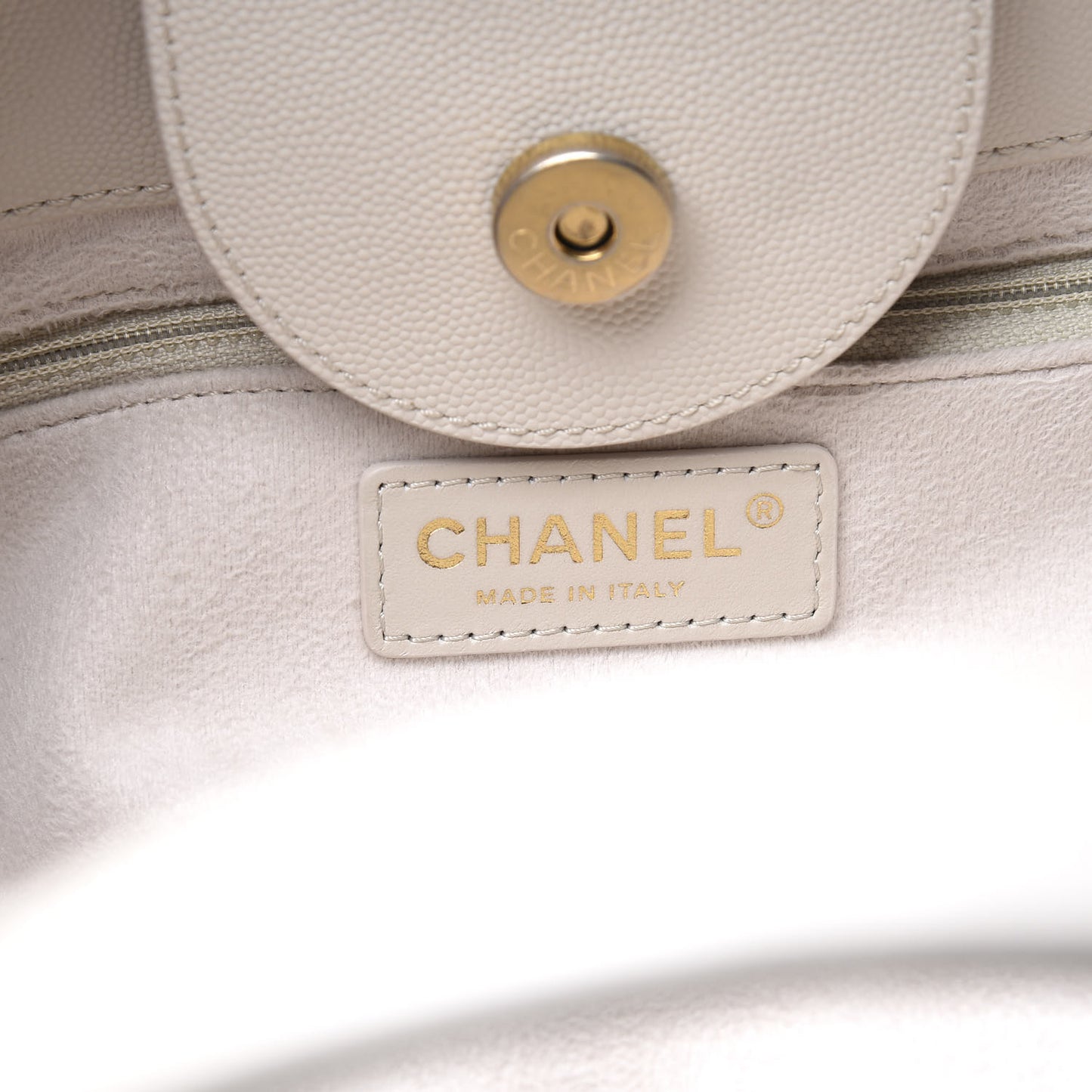 Caviar Small Studded Deauville Tote Ivory