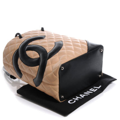 Chanel Calfskin Quilted Small Cambon Tote Beige Black 4 of 7