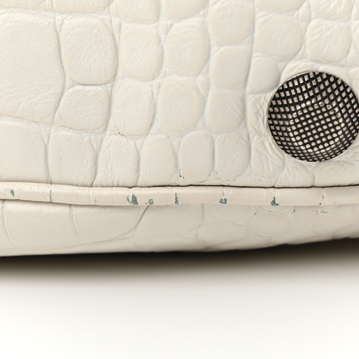 Balenciaga Extra Supple Calfskin Crocodile Embossed Small Le Cagole Shoulder Bag White 12 of 18