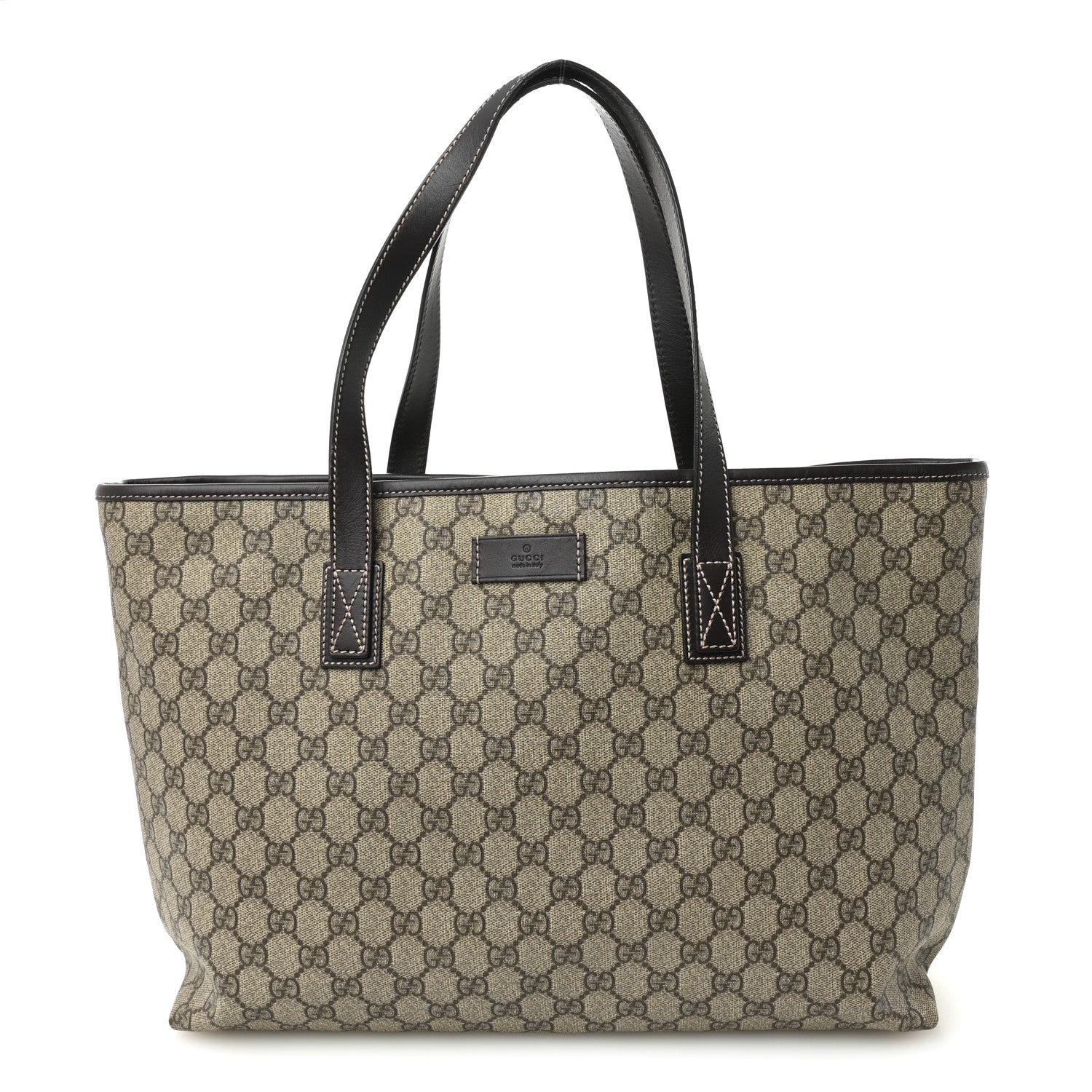 Gucci GG Supreme Monogram Medium Zippered Shopping Tote Dark Brown 1 of 10