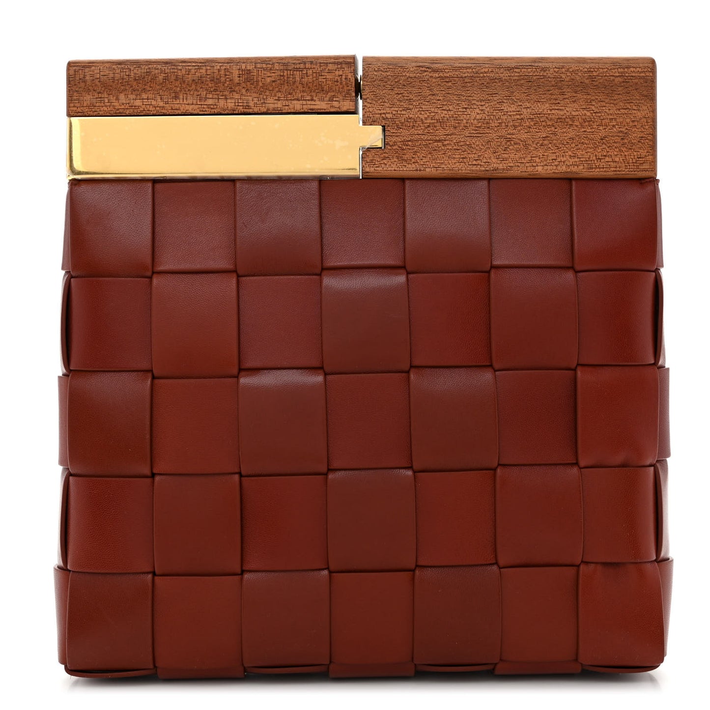 Nappa Intrecciato The Snap Clutch Rust