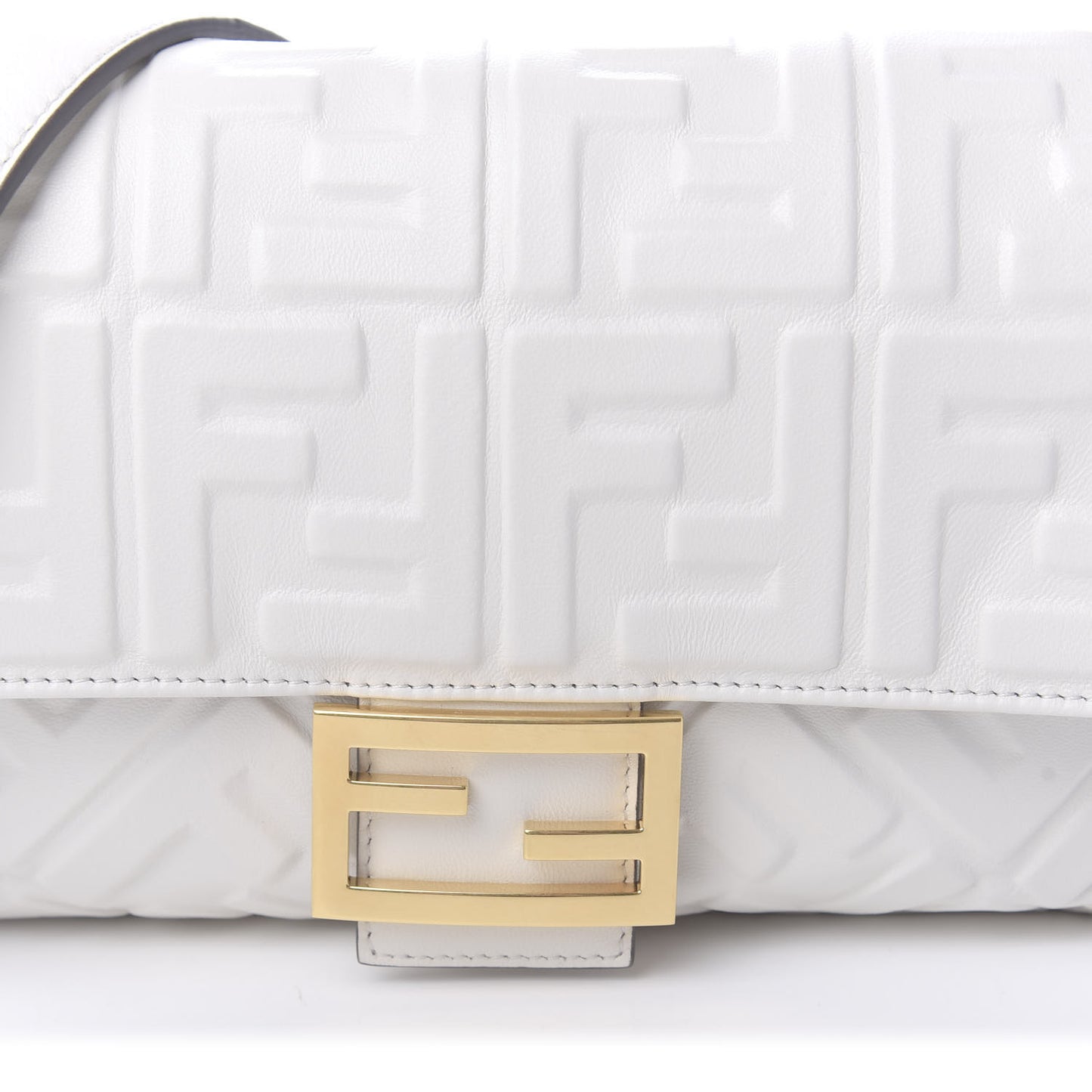 Nappa FF 1974 Embossed Baguette White