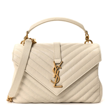 Saint Laurent Sheepskin Matelasse Chevron Monogram Medium College Bag Crema Soft 1 of 10