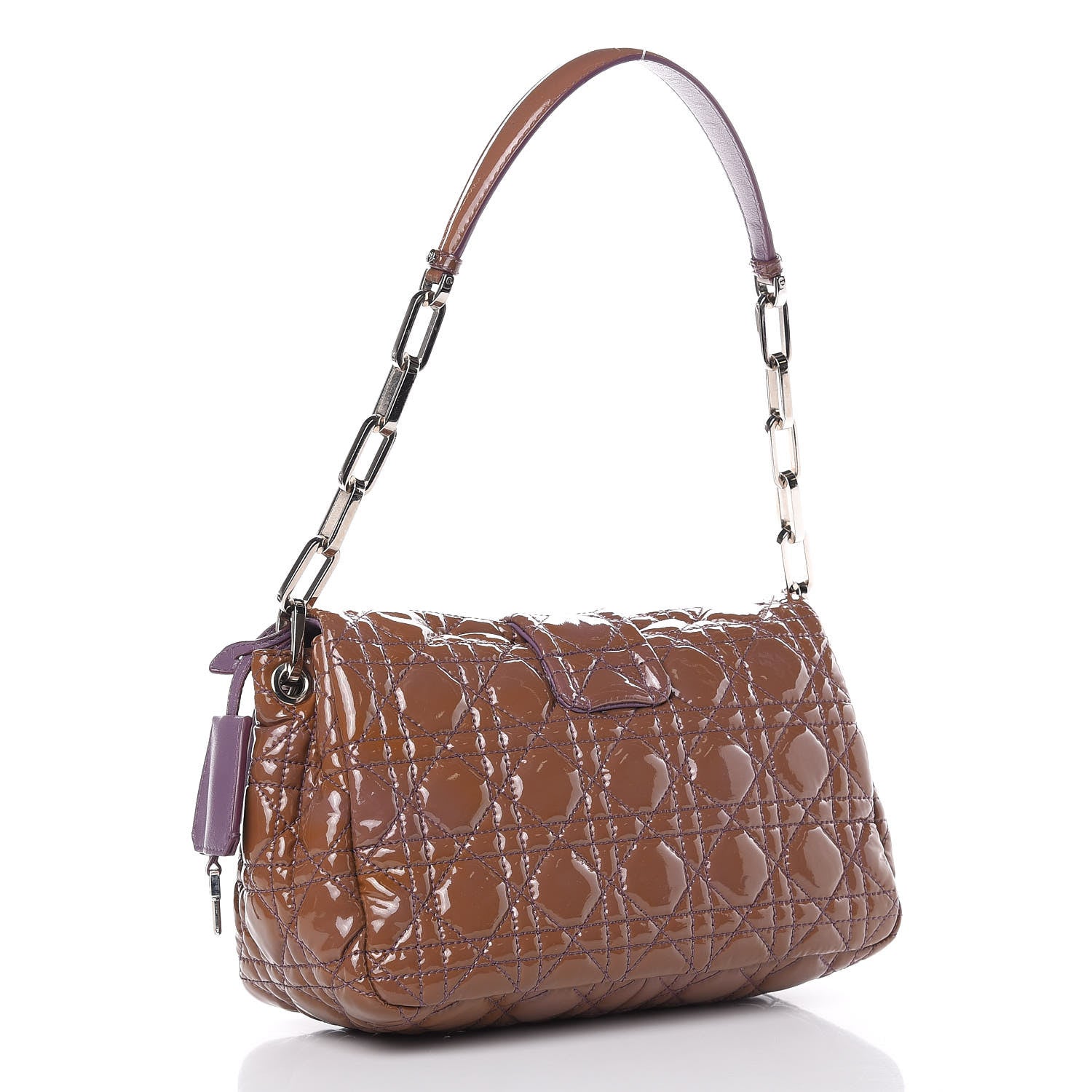 Christian Dior Patent Cannage New Lock Flap Purple 3 of 16