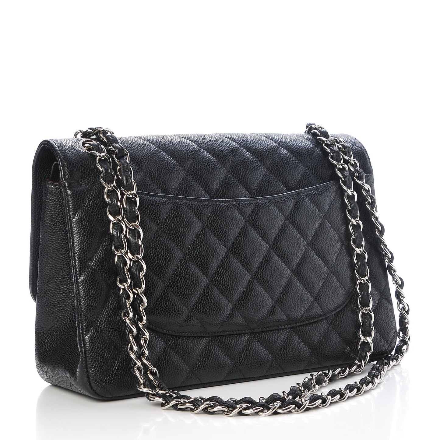 Caviar Quilted Jumbo Double Flap Black