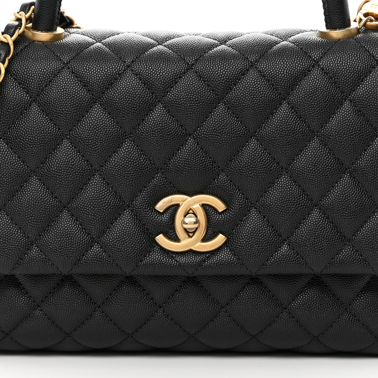 Caviar Quilted Small Coco Handle Flap Black